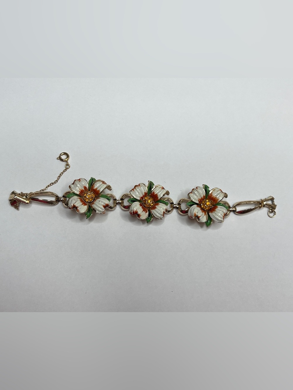 Vintage Coro Dogwood Flower Link Bracelet